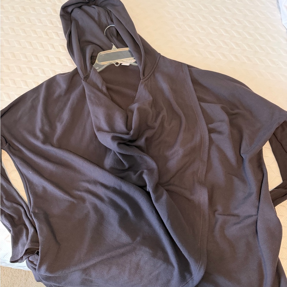 Athleta Purana Wrap Sweatshirt, chocolate brown cozy size large
